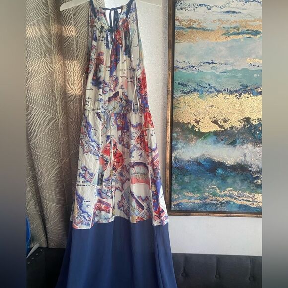 Peter Som For Design Nation  Long Dress Womens Size M Postcard Halter Resort - Picture 4 of 13